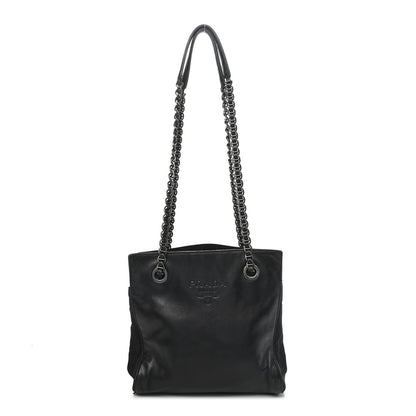 Prada Nappa Nylon Chain Tote Black 1 of 12