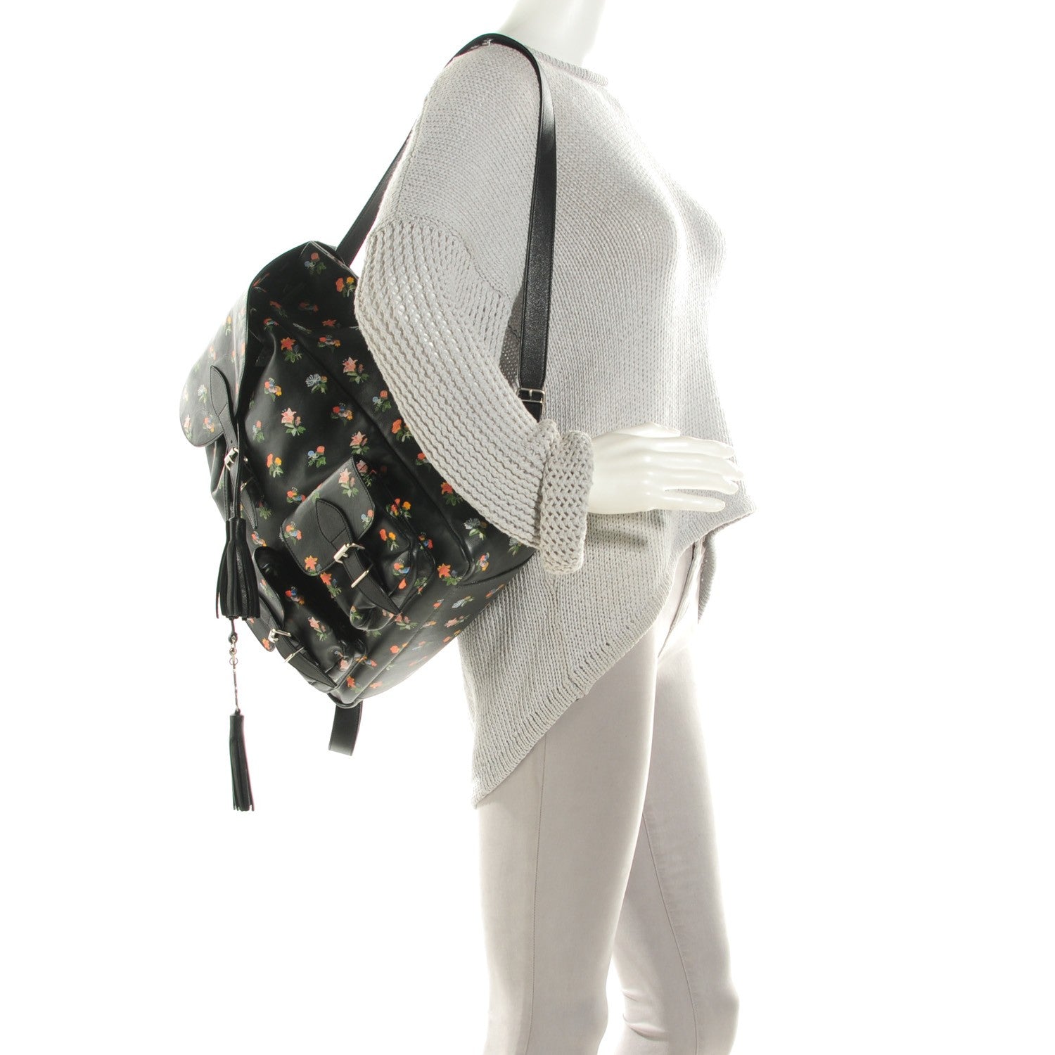Saint Laurent Calfskin Prairie Flower Printed Festival Backpack Multicolor 2 of 9