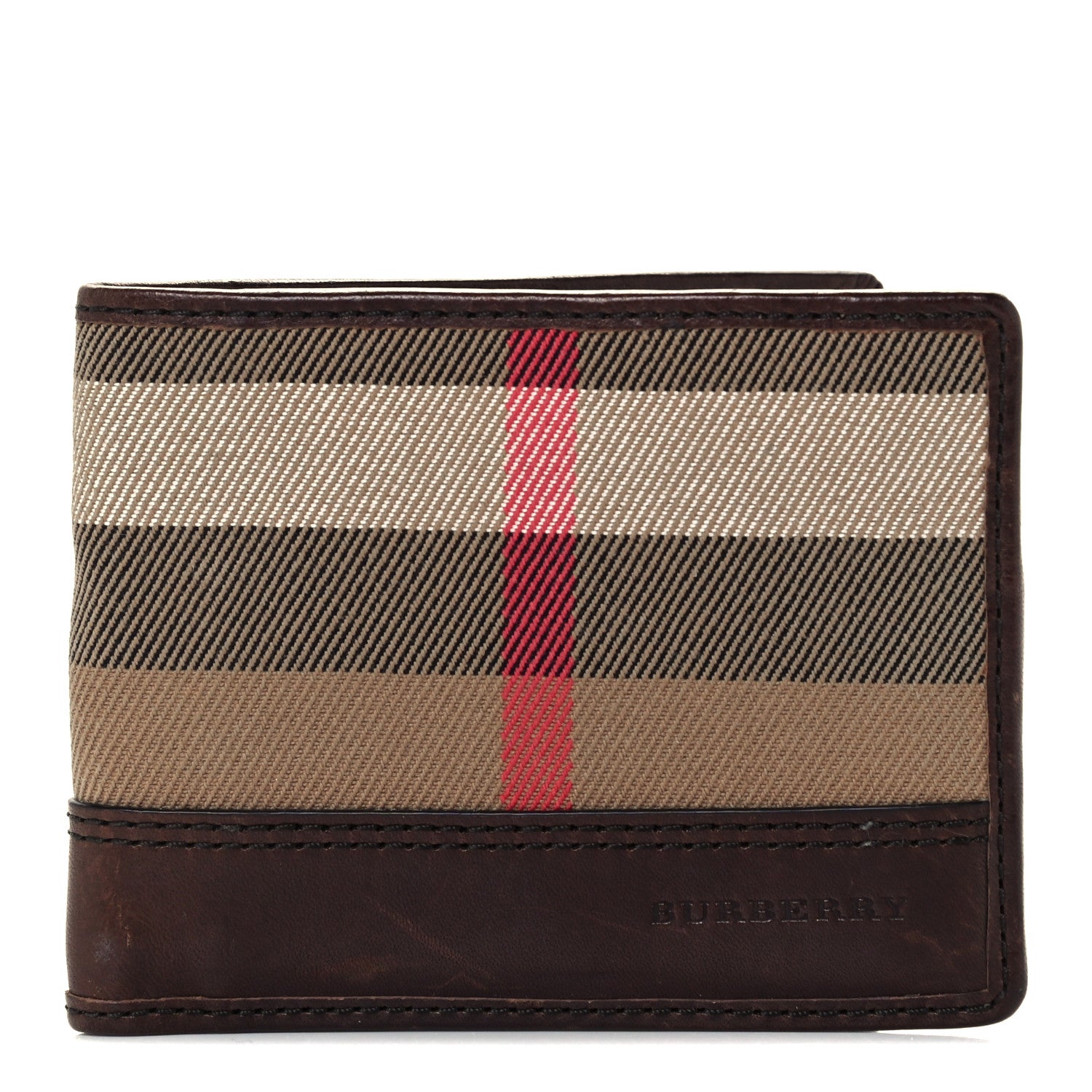 Burberry Calfskin House Check Bi-Fold Wallet Brown 1 of 9
