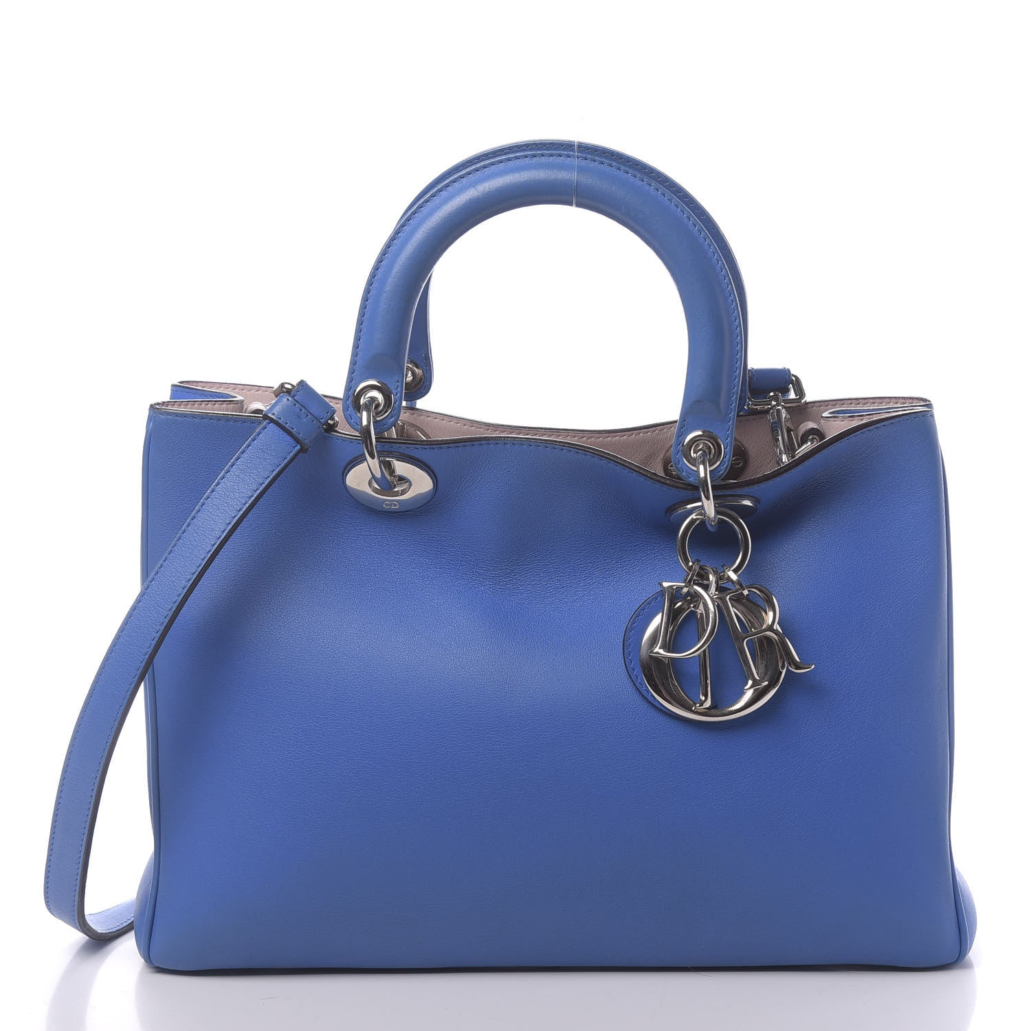 Christian Dior Smooth Calfskin Medium Diorissimo Tote Blue 4 of 12
