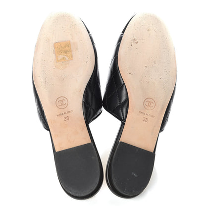 Chanel Lambskin Kid Suede Quilted Mules 36 Black 7 of 16
