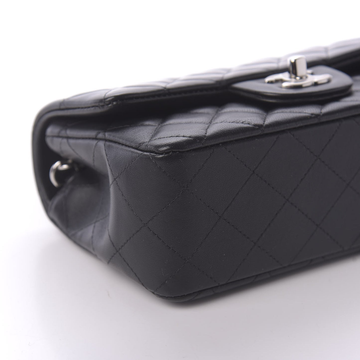 Lambskin Quilted Mini Rectangular Flap Black