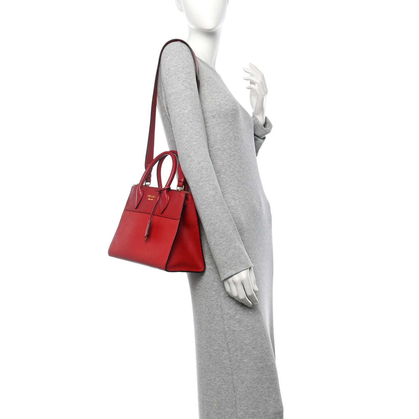 Saffiano City Calfskin Small Paradigme Bag Red