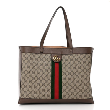 Gucci GG Supreme Monogram Web Ophidia Tote Brown 3 of 11