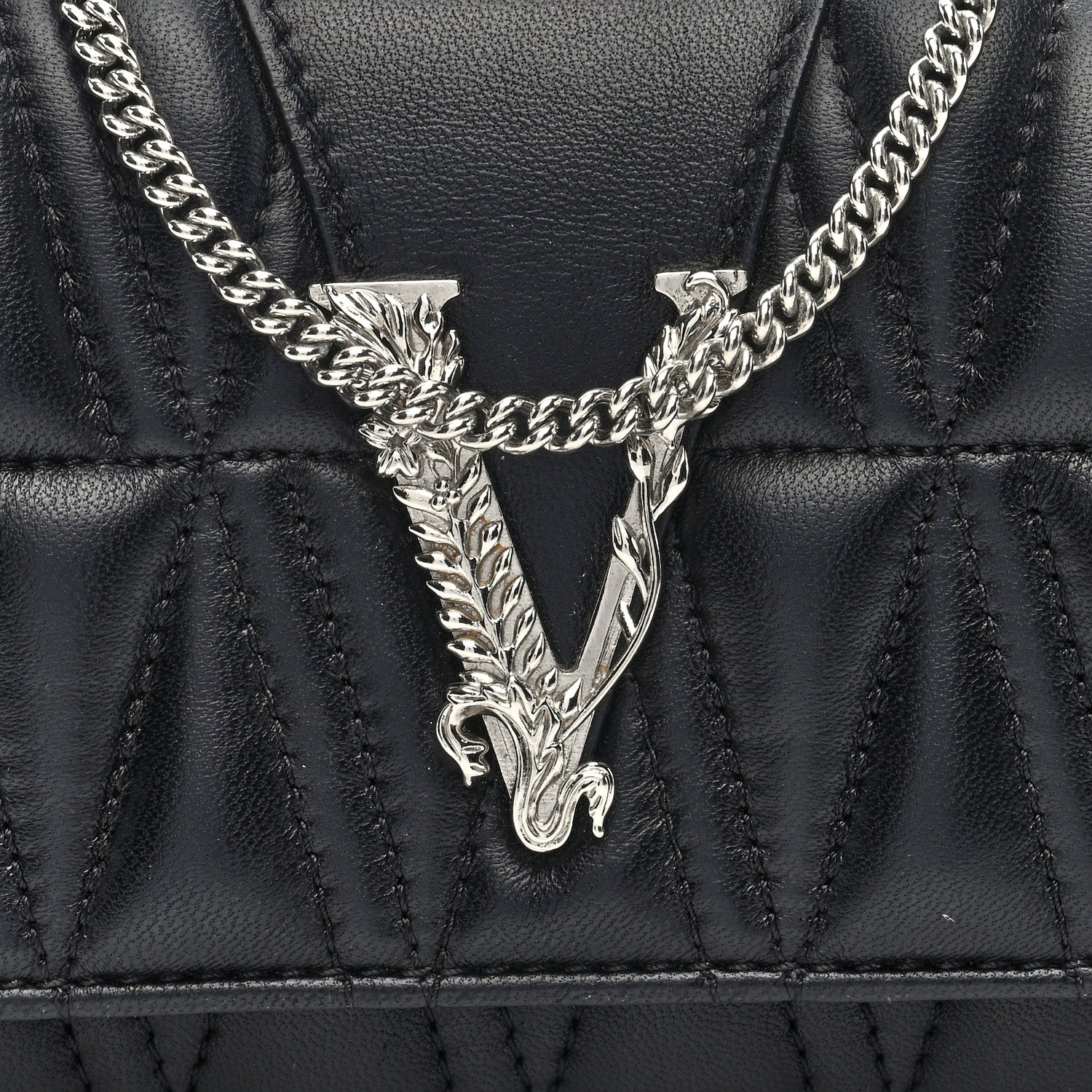 Versace Nappa Quilted Virtus Evening Bag Black 7 of 9