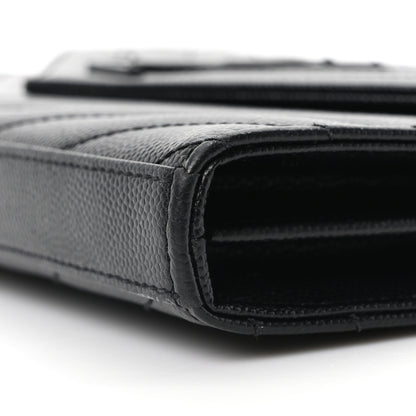 Saint Laurent Grain De Poudre Matelasse Chevron Monogram Monochrome Chain Wallet Black 16 of 17