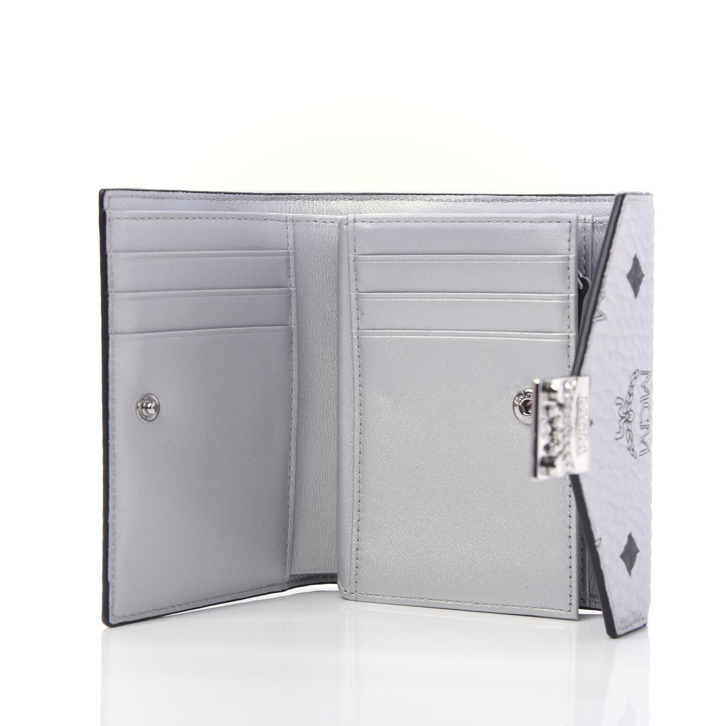 Metallic Visetos Compact Wallet Silver