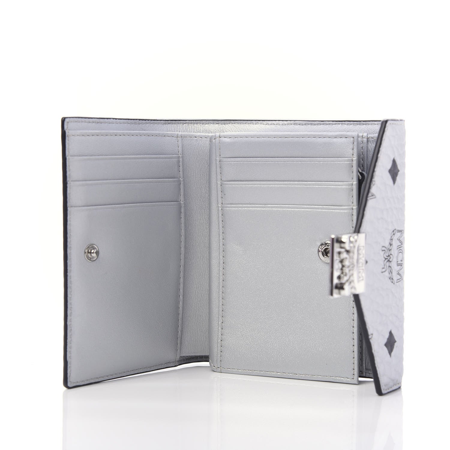 MCM Metallic Visetos Compact Wallet Silver 5 of 10