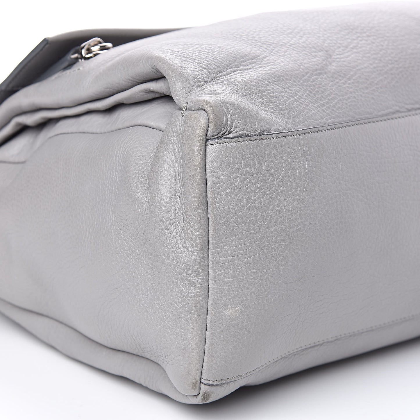 Grained Calfskin Medium Pandora Pure Flap Bag Pearl Grey