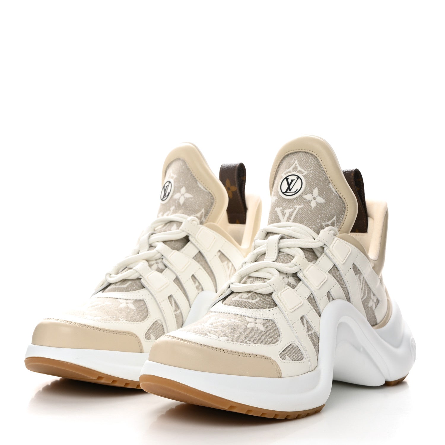 Louis Vuitton Denim Monogram LV Archlight Sneakers 38.5 Ivory 3 of 9