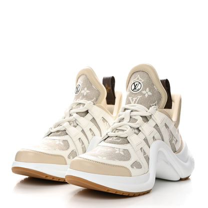 Louis Vuitton Denim Monogram LV Archlight Sneakers 38.5 Ivory 3 of 9