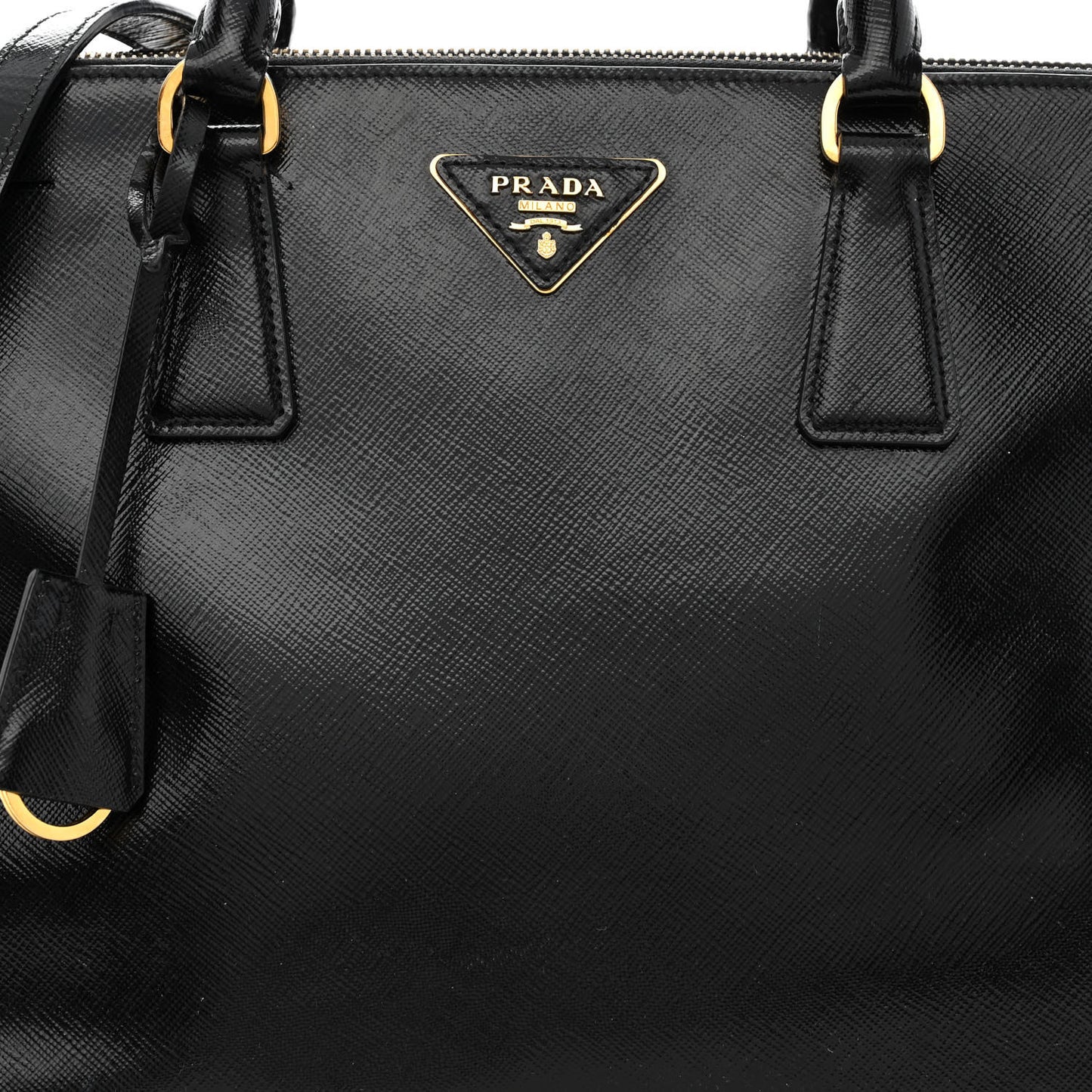 Saffiano Vernice Medium Double Zip Tote Black