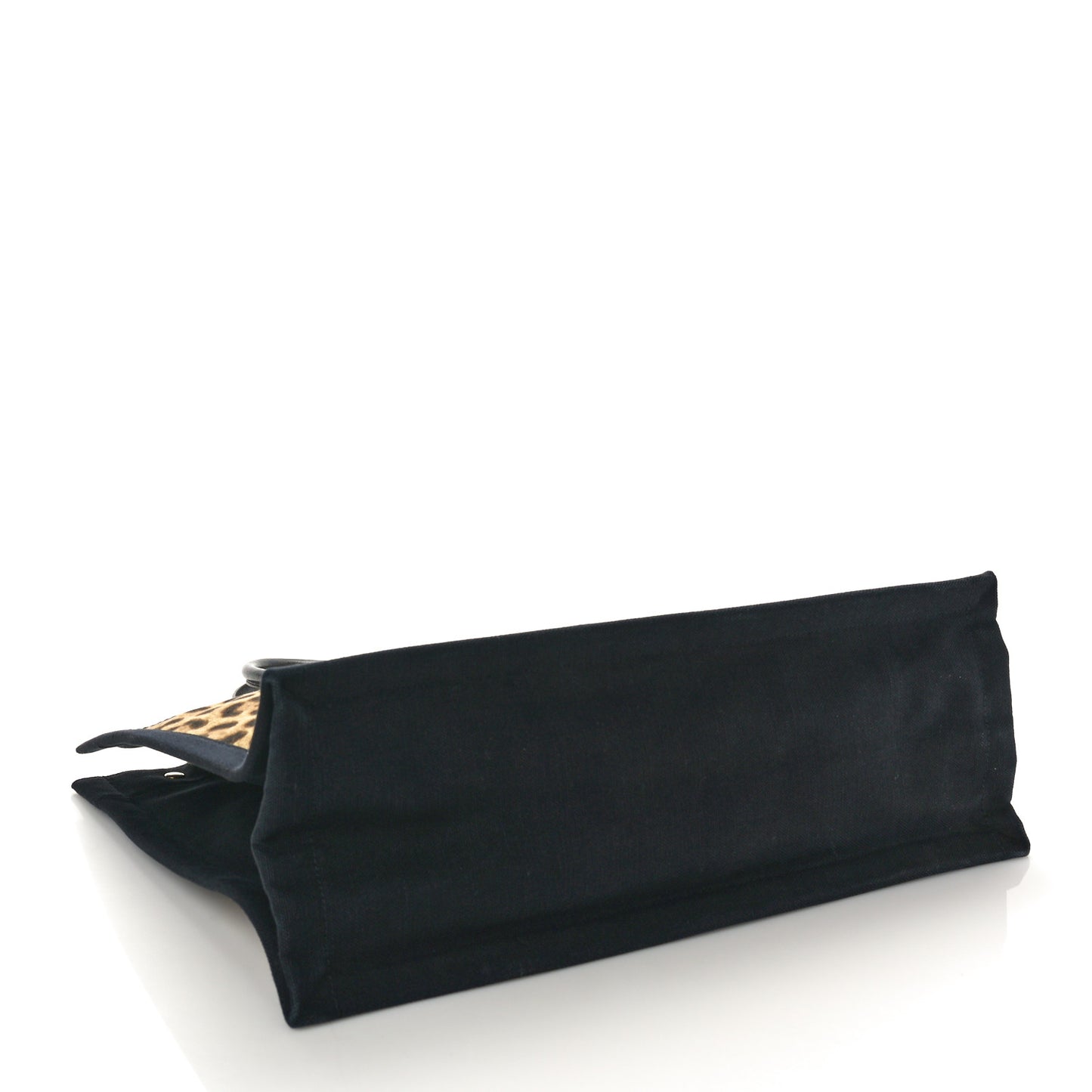 Canvas Calfskin Leopard Print Rive Gauche Noe Tote Natural Black