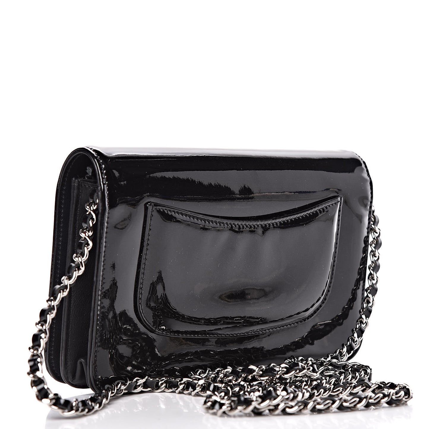 Patent Strass Wallet On Chain WOC Black