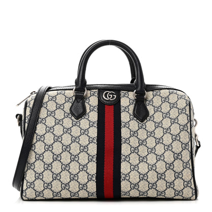 Gucci GG Supreme Monogram Web Medium Ophidia Top Handle Bag Beige Blue 1 of 11