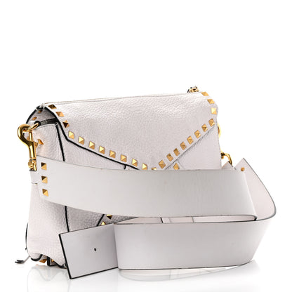 Valentino Garavani Pebbled Calfskin Medium Rockstud Hype Shoulder Bag White 3 of 19