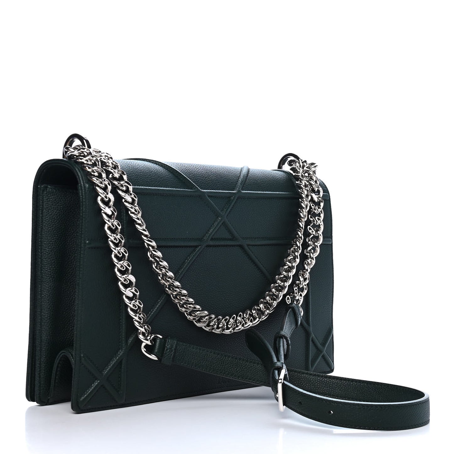 Grained Calfskin Large Diorama Flap Bag Green
