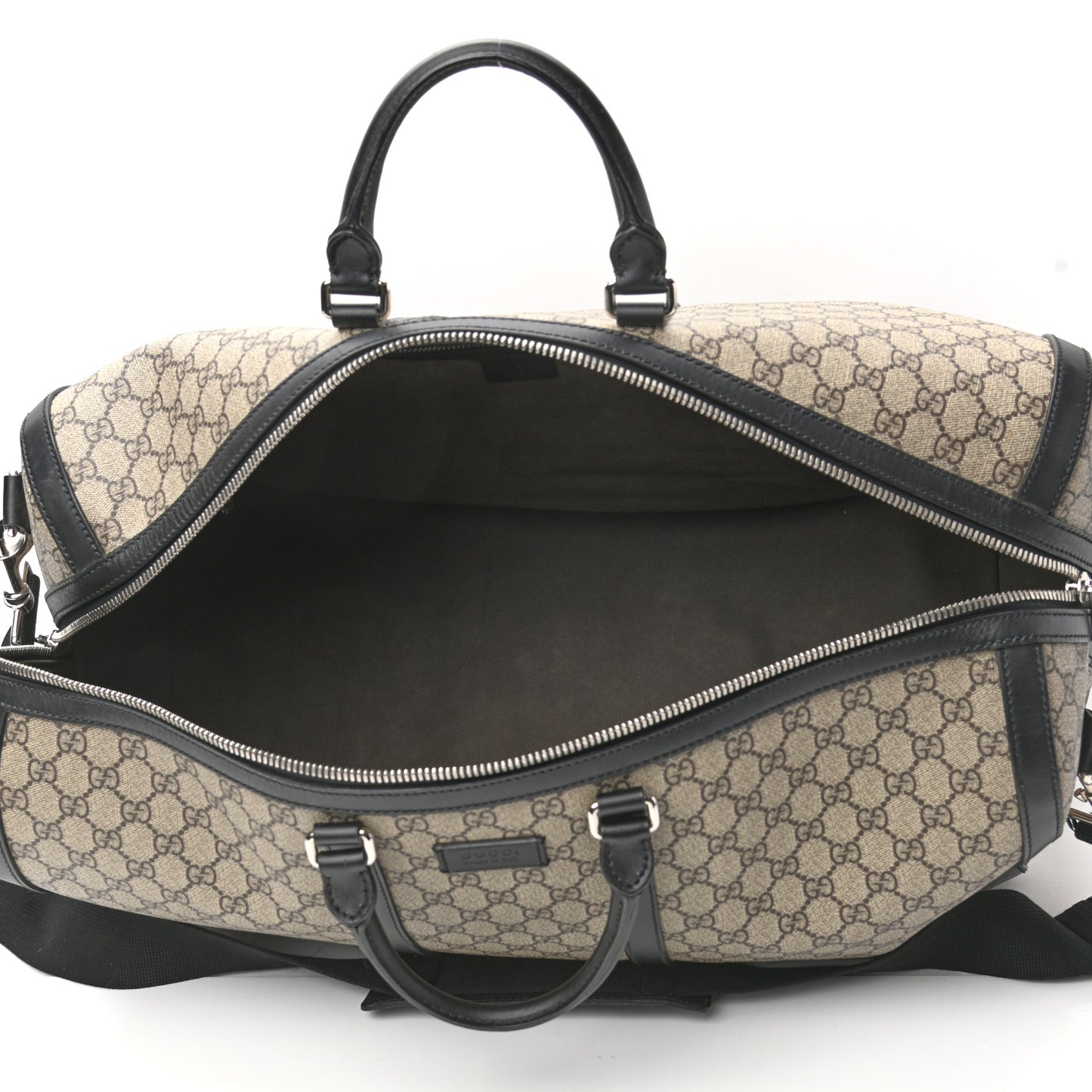 GG Supreme Monogram Selleria Calfskin Large Duffle Beige Ebony Black