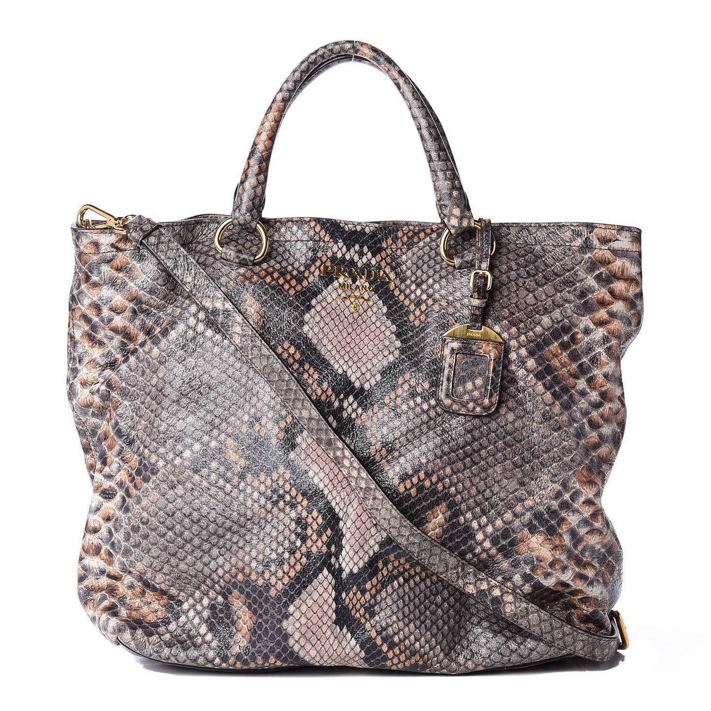Cervo Lux Snakeskin Print Shopping Bag Naturale