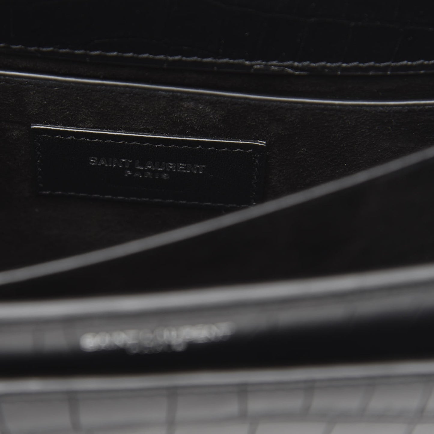 Calfskin Crocodile Embossed Medium Monogram Sunset Black
