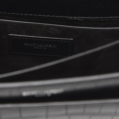 Saint Laurent Calfskin Crocodile Embossed Medium Monogram Sunset Black 7 of 11