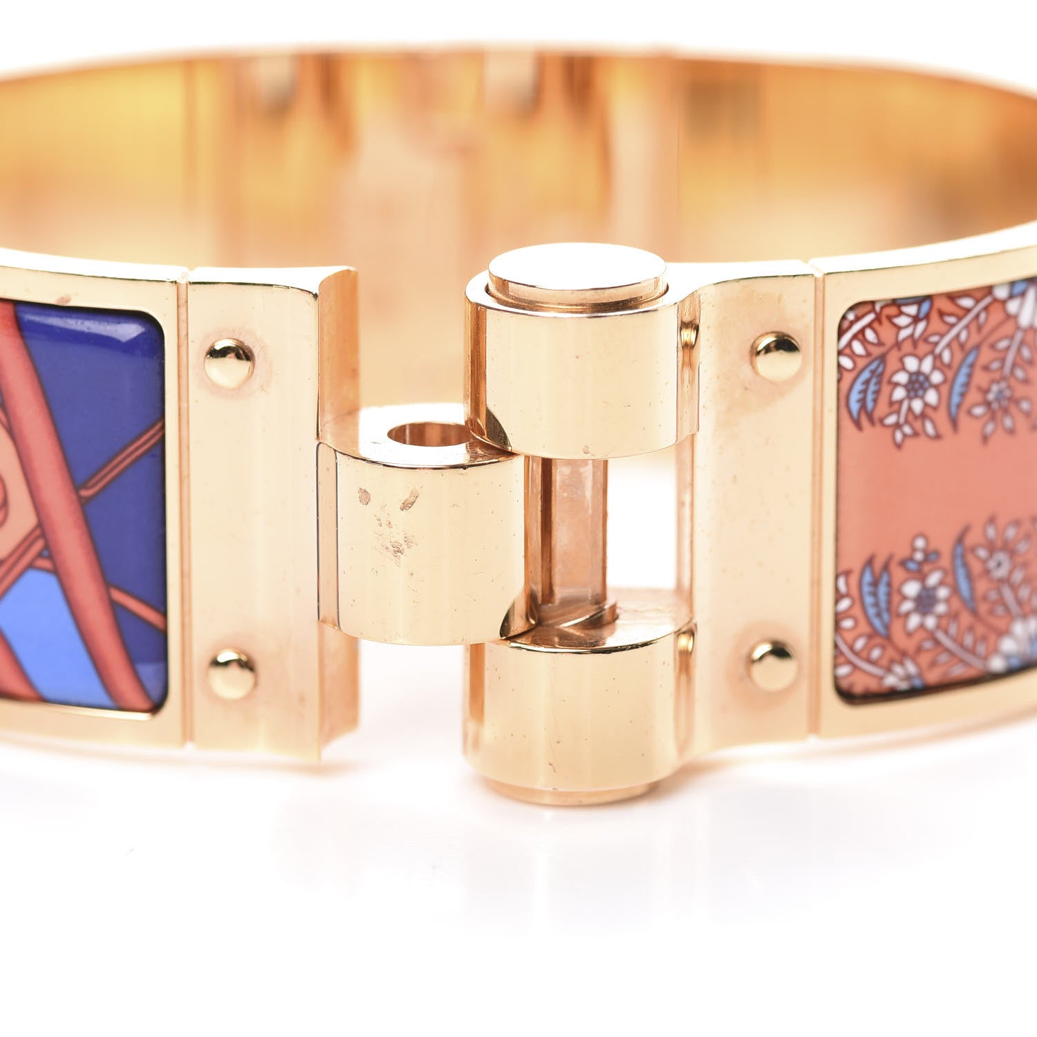Hermes Enamel Printed Wide Coup De Fouet Au Bloc Hinged Bracelet M Rayon 5 of 7