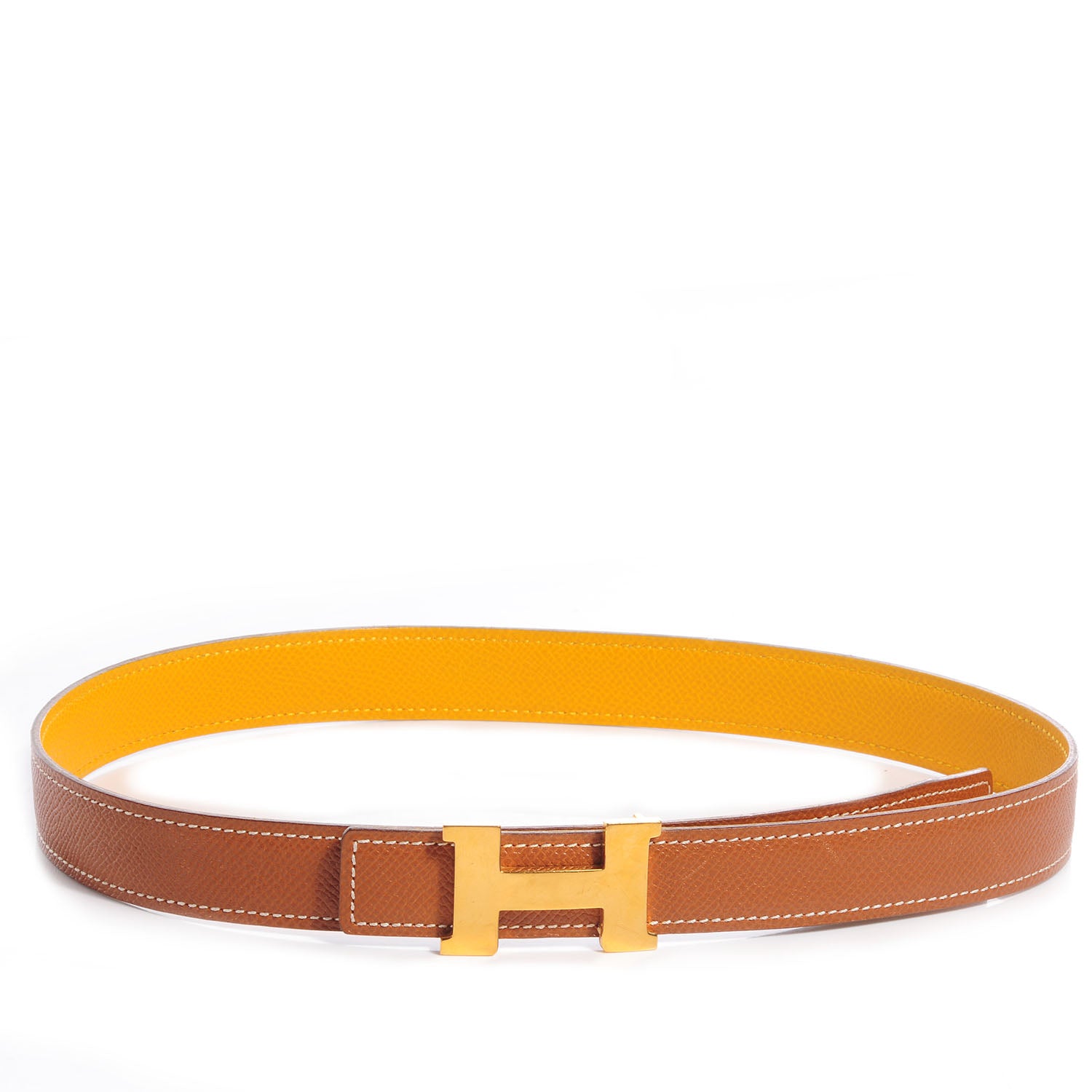 Hermes Courchevel Reversible Polished Constance 24mm H Belt 65 Gold Jaune 1 of 6