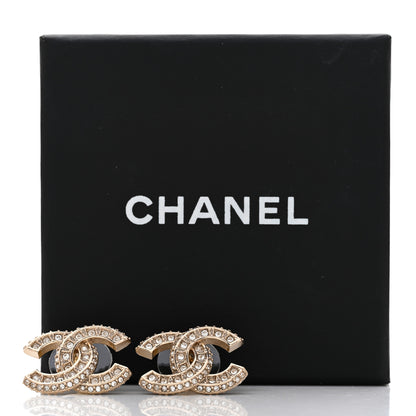 Chanel Crystal Timeless CC Earrings Light Gold 5 of 5