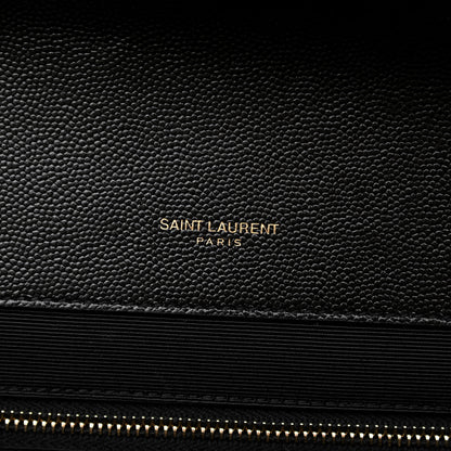 Saint Laurent Grain De Poudre Textured Mixed Matelasse Large Triquilt Monogram Satchel Black 6 of 12