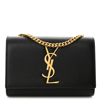Saint Laurent Grain De Poudre Small Monogram Kate Satchel Black 1 of 14