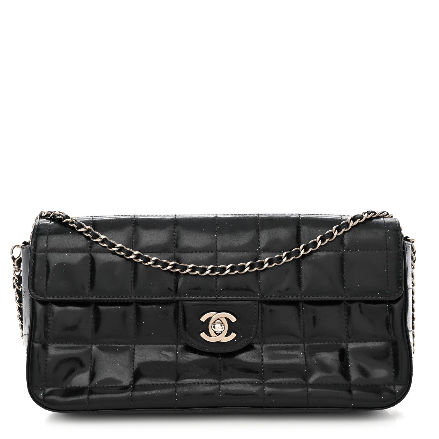 Chanel Patent Quilted East West Chocolate Bar Flap Black 1 of 14