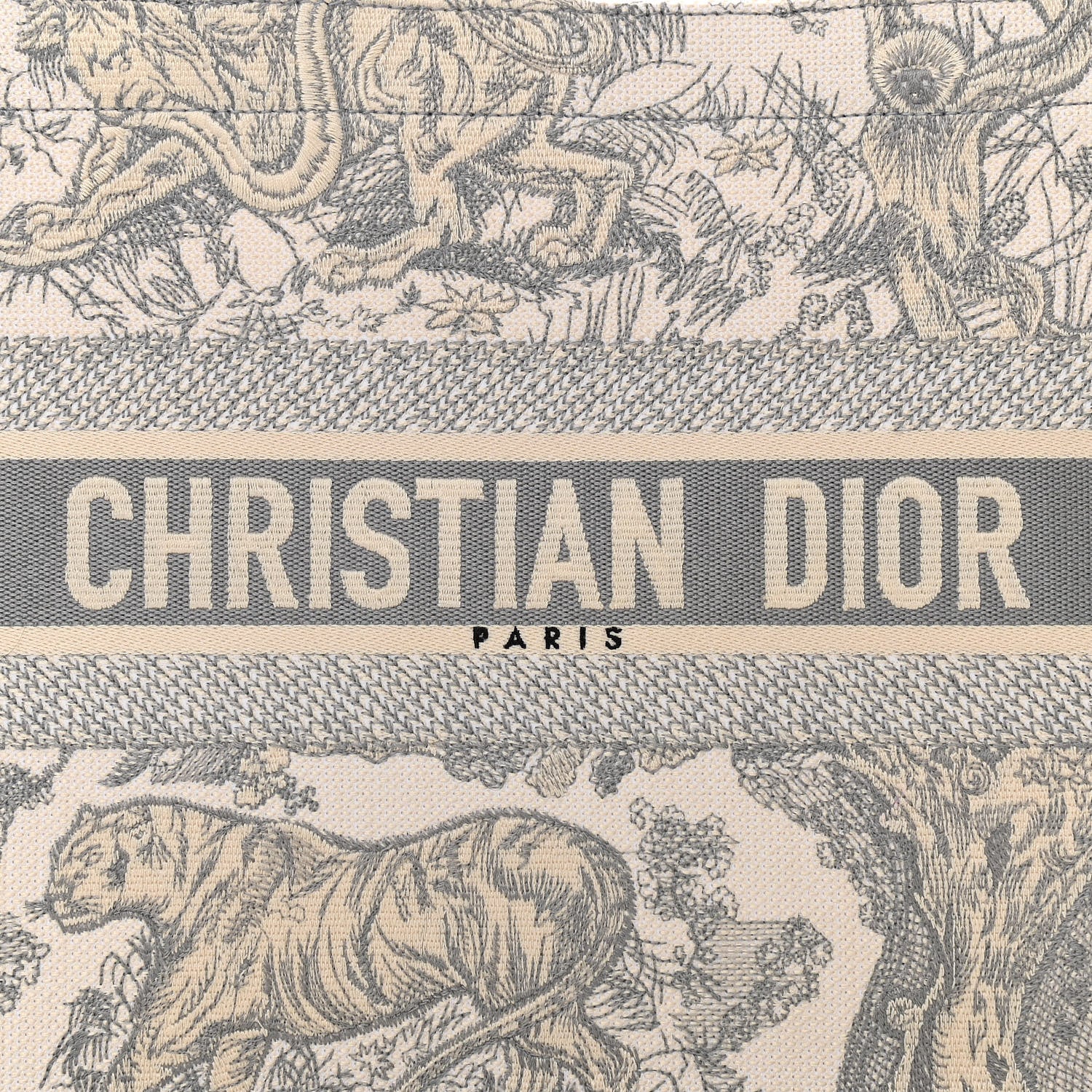 Christian Dior Canvas Embroidered Medium Dioriviera Toile De Jouy Book Tote Gray 8 of 10
