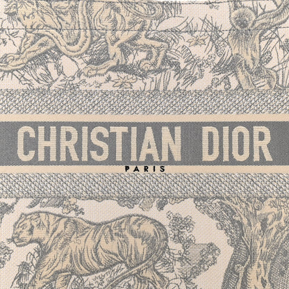 Christian Dior Canvas Embroidered Medium Dioriviera Toile De Jouy Book Tote Gray 8 of 10