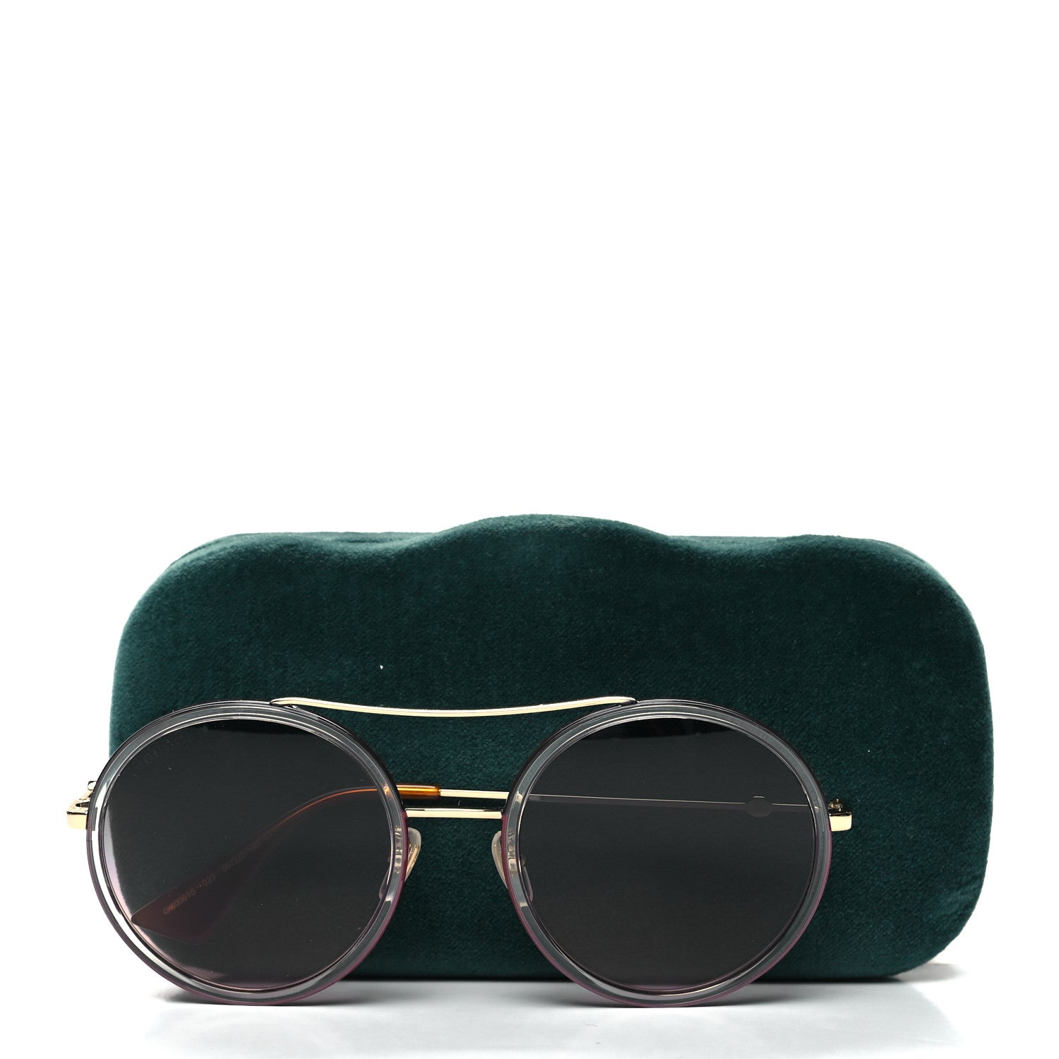 Gucci Round Frame Sunglasses GG0061S Gold Blue 7 of 7