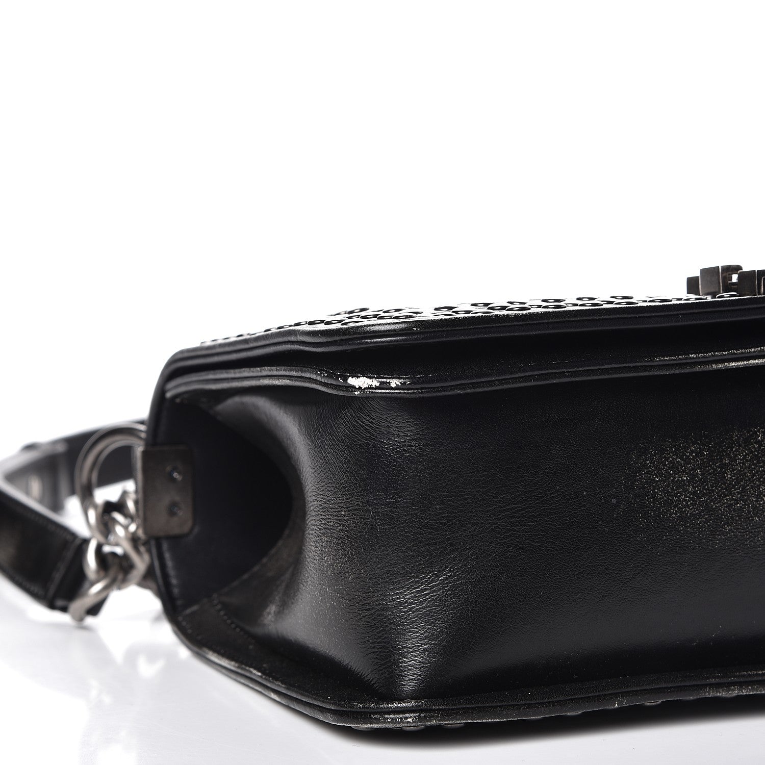 Chanel Faded Calfskin Quilted Medium Studded Boy Flap Black 8 of 9
