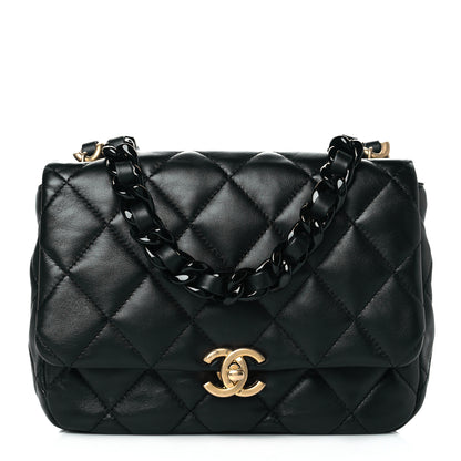 Chanel Lambskin Quilted Small Lacquered Chain Flap Black 1 of 11