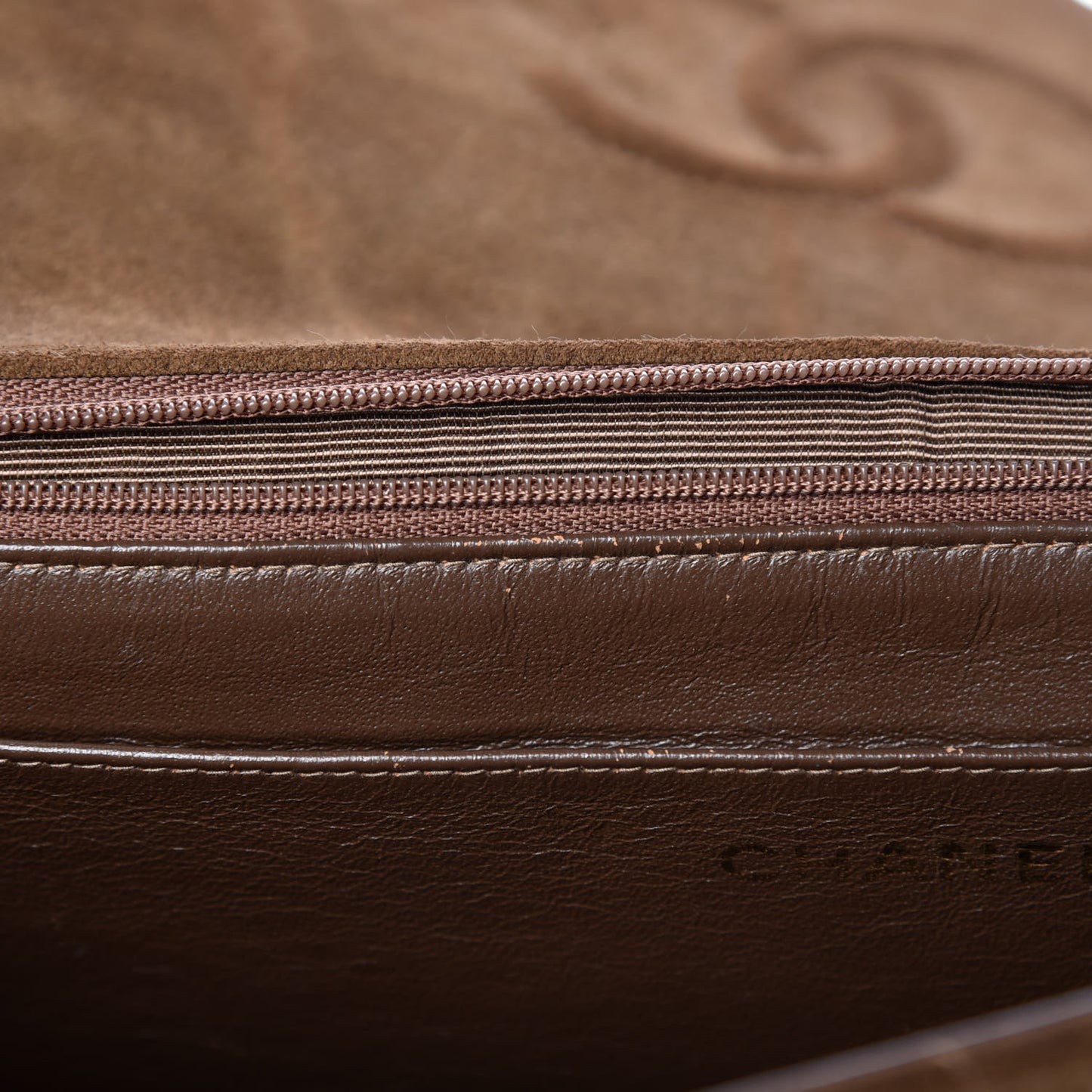 Suede Quilted Jumbo Single Flap Brown