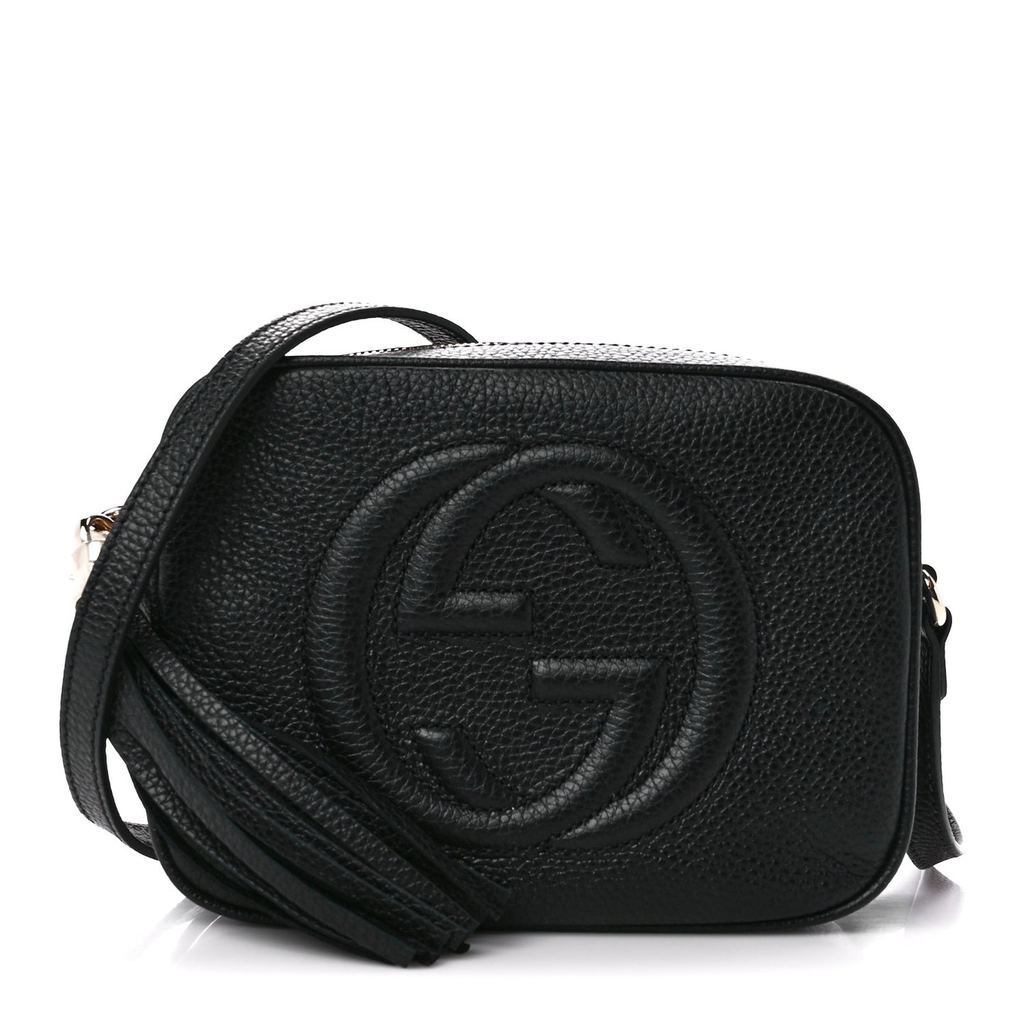 Pebbled Calfskin Small Soho Disco Bag Black