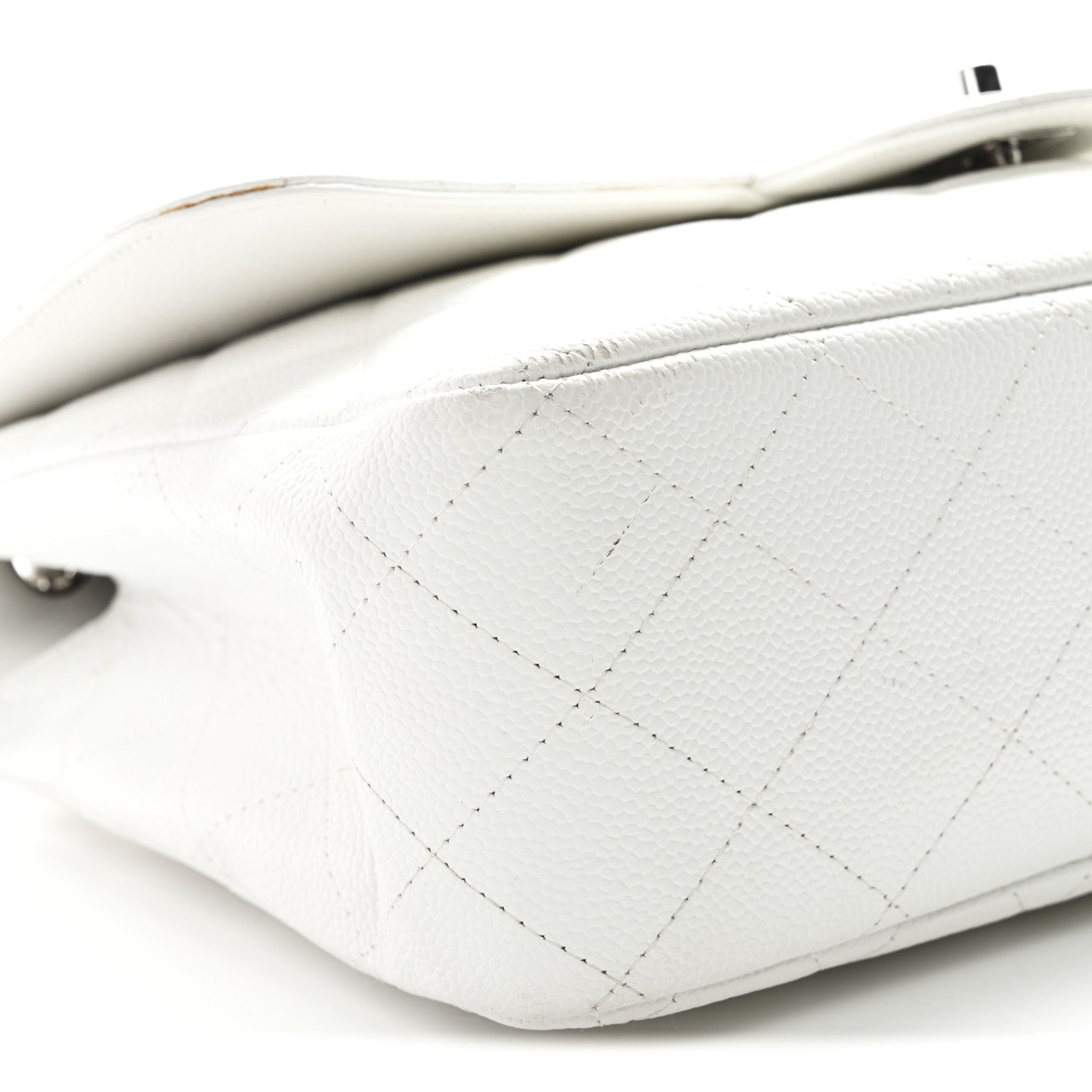 Chanel Caviar Quilted Jumbo Single Flap White 9 of 15