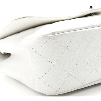 Chanel Caviar Quilted Jumbo Single Flap White 9 of 15