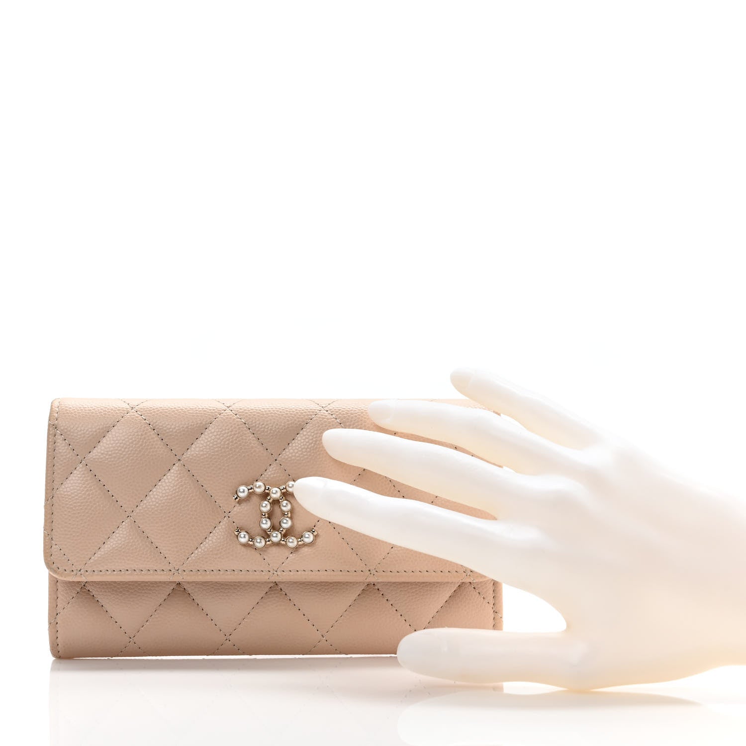 Chanel Caviar Pearl Quilted Coco Candy Wallet Beige 2 of 8