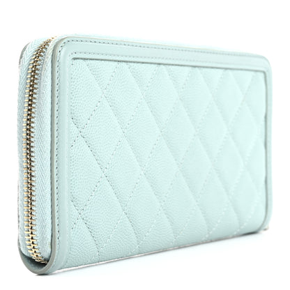 Chanel Caviar Quilted Large Filigree Zip Around Wallet Blue 3 of 13