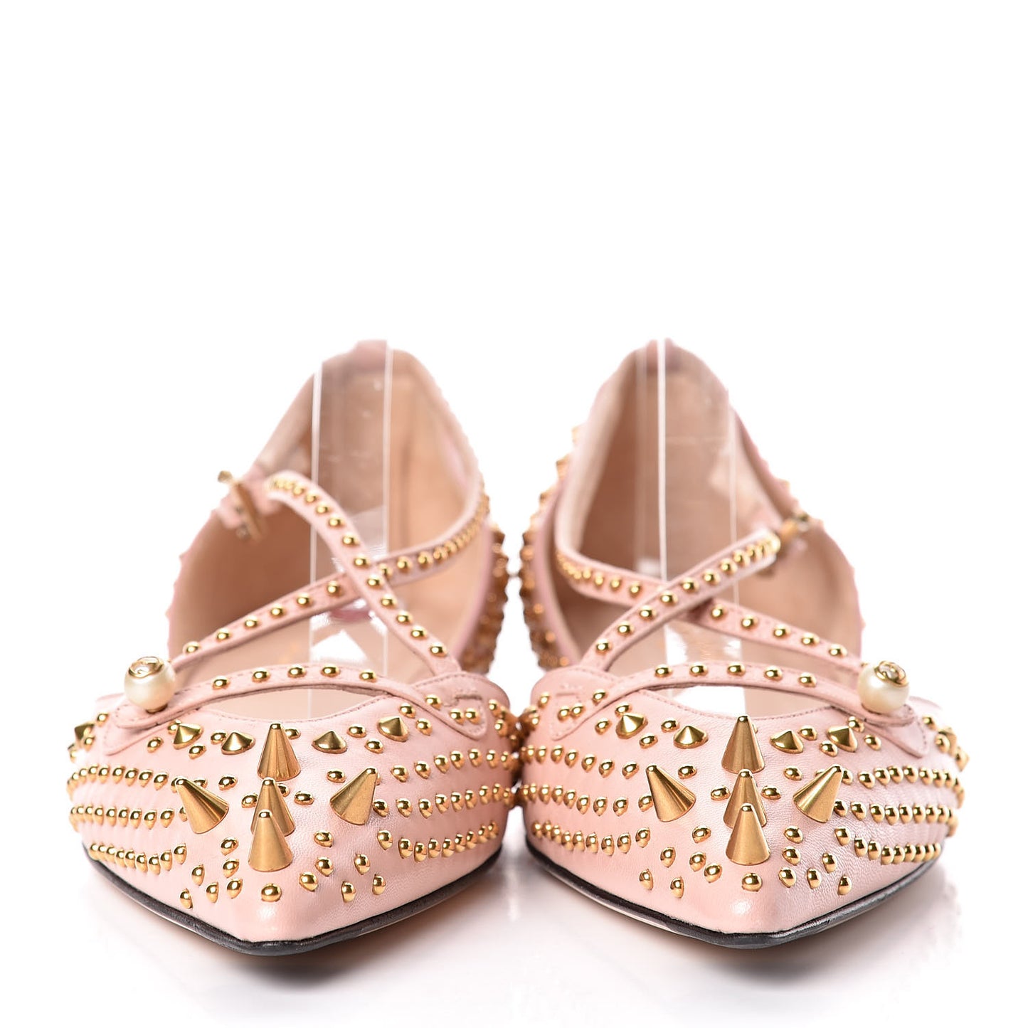 Malaga Kid Studded Pointed Toe Unia Flats 39.5 Perfect Pink