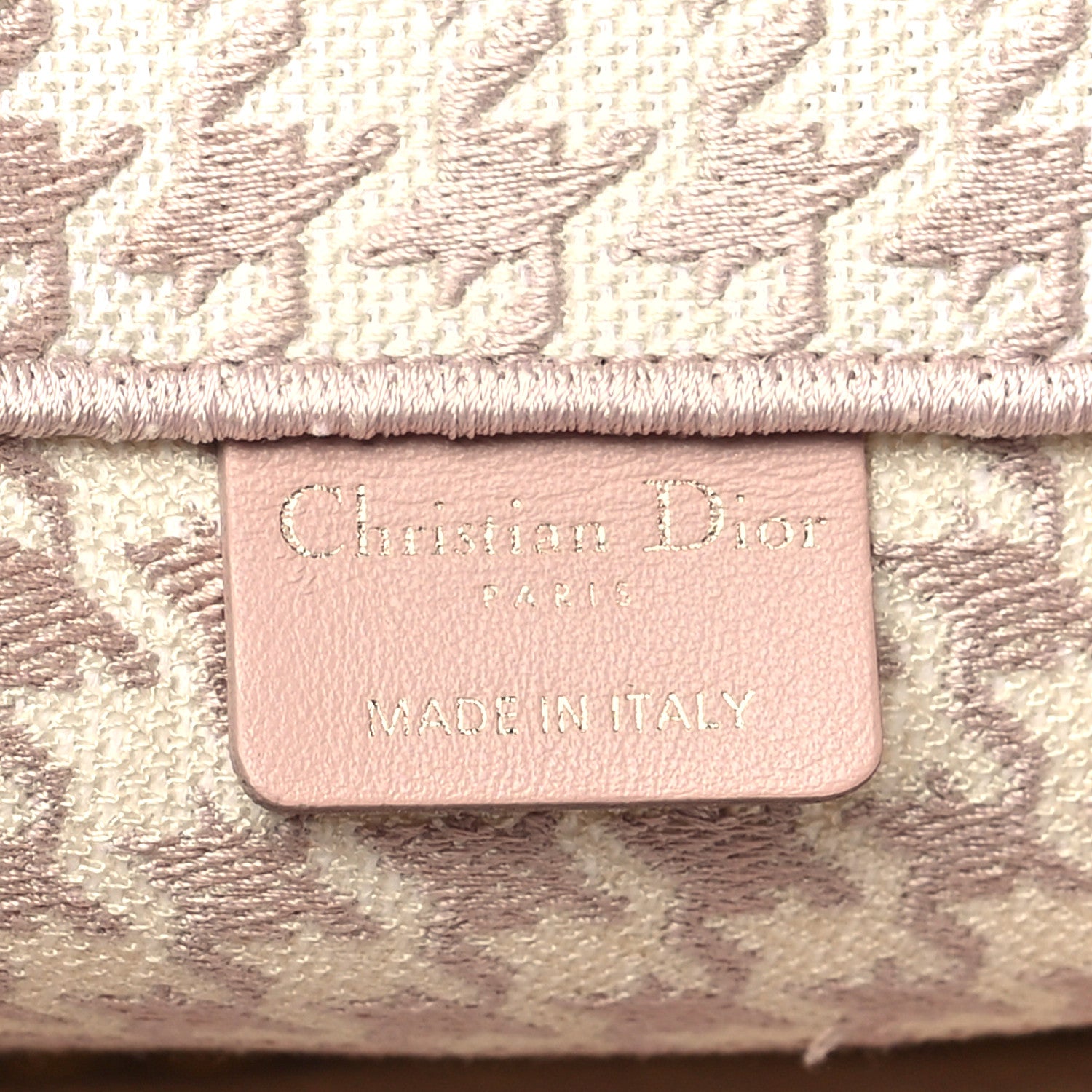 Christian Dior Canvas Macro Houndstooth Embroidered Medium Book Tote Pink White 6 of 12