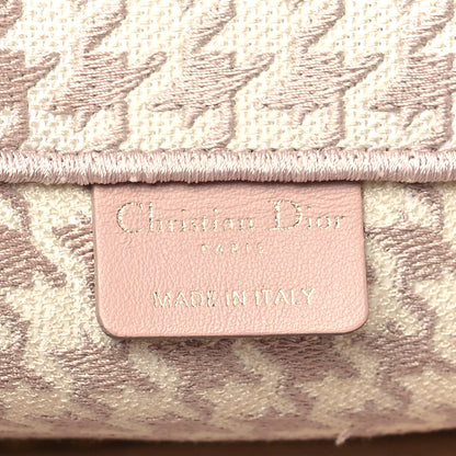 Christian Dior Canvas Macro Houndstooth Embroidered Medium Book Tote Pink White 6 of 12