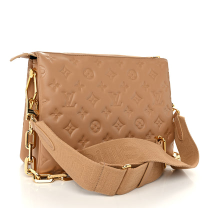 Louis Vuitton Lambskin Embossed Monogram Coussin PM Camel 3 of 11