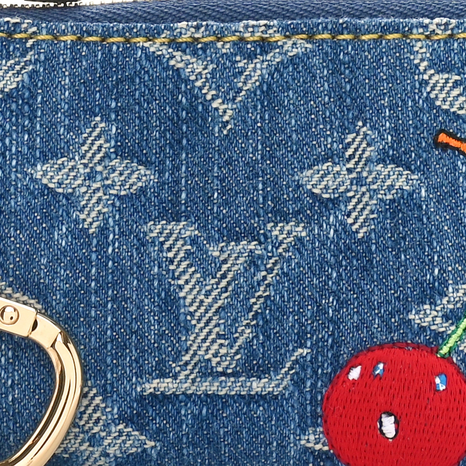 Louis Vuitton LV X TM Monogram Denim Cerises Key Pouch Blue 7 of 8