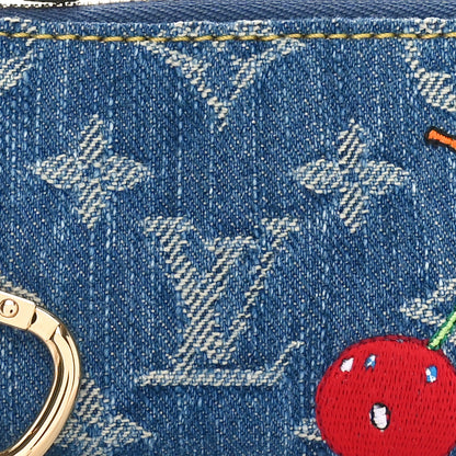 Louis Vuitton LV X TM Monogram Denim Cerises Key Pouch Blue 7 of 8