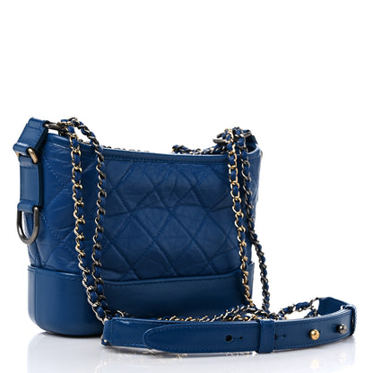 Chanel Aged Calfskin Quilted Small Gabrielle Hobo Blue 3 of 9