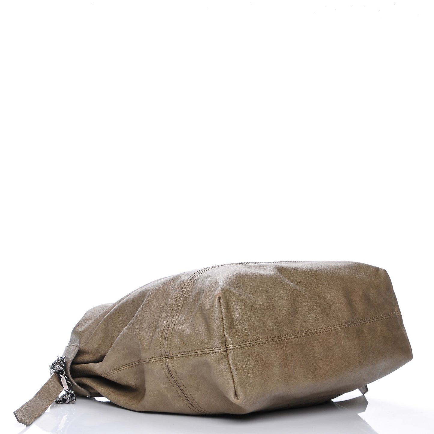 Grainy Calfskin Chain Hobo Taupe